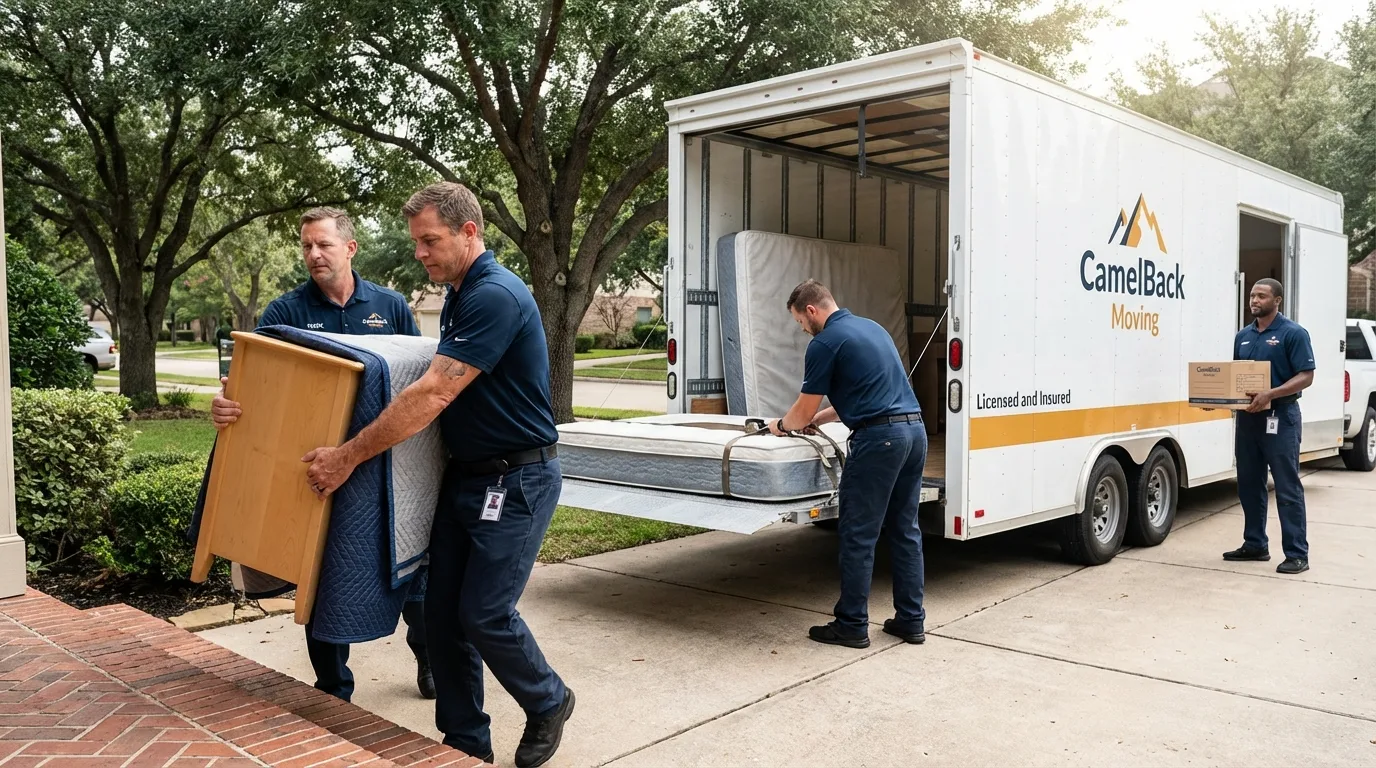 Crew loading residential truck for cross-state move from Denver, CO